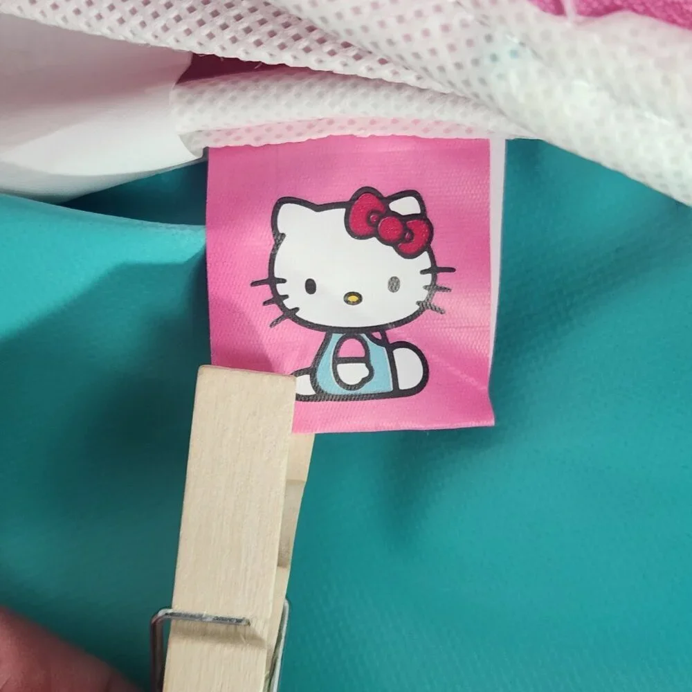 Hello Kitty Back Pack Book Bag Pink Turquoise Pocket NWOT SANIRO